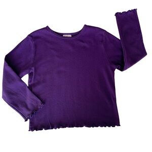 Kid Connection Purple Shirt Long Sleeves Lettuce Trim Crewneck Pullover Girls 5T